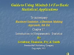 Guide to Using Minitab 14 For Basic Statistical Application