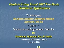 Guide to Using Excel 2007 For Basic Statistical Application