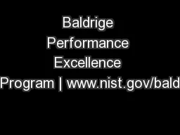 Baldrige Performance Excellence Program | www.nist.gov/bald