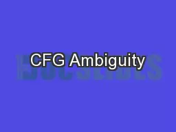 CFG Ambiguity