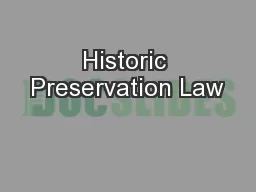Historic Preservation Law