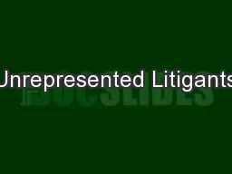 Unrepresented Litigants