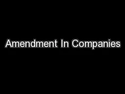 Amendment In Companies