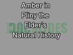 Amber in Pliny the Elder’s Natural History