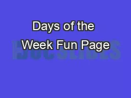 Days of the Week Fun Page