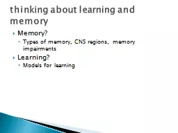thinking about learning and memory