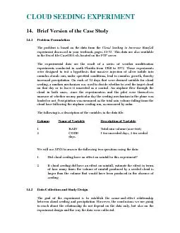 14. Brief Version of the Case Study 14.1 Problem Formulation The probl
