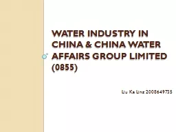 Water industry in china &