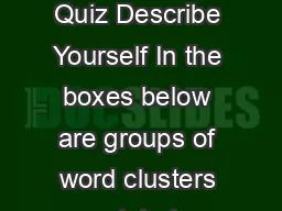 True Colors Personality Quiz Describe Yourself In the boxes below are groups of word clusters