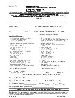 SUBMIT TO Louisiana State Police Bureau of Criminal Identification and Information P
