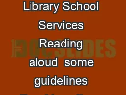 National Library School Services Reading aloud  some guidelines Read to suit you