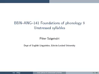 BBN{ANG{141Foundationsofphonology9Unstressedsyllables