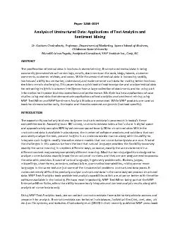 Analysis of Unstructured Data: Applications of Text Analytics