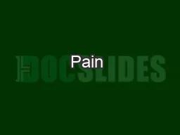 Pain & Analgesia