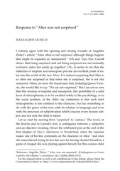 Zirkers article: Alice often is not surprised although thi