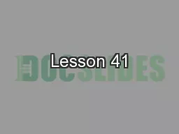 Lesson 41