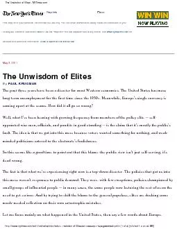 The Unwisdom of Elites - NYTimes.com