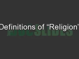 Definitions of “Religion”
