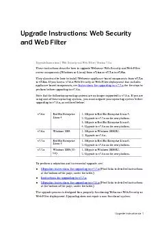 Upgrade Instructions Upgrade Instructions: Web Security and Web Filter