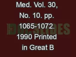 Sec. SC;. Med. Vol. 30, No. 10. pp. 1065-1072. 1990 Printed in Great B
