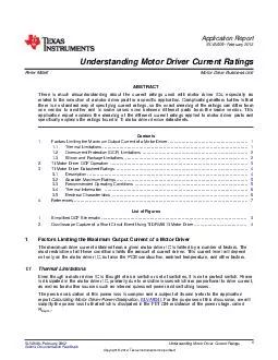 Application Report SLVA February  Understanding Motor Driver Current Ratings Peter Millett