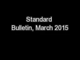 Standard Bulletin, March 2015