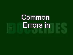 Common Errors in
