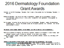 2016 Dermatology Foundation Grant Awards