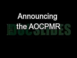 Announcing the AOCPMR