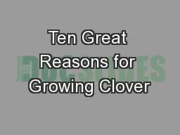 Ten Great Reasons for Growing Clover