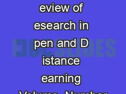 nternational R eview of esearch in pen and D istance earning Volume  Number