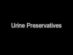 Urine Preservatives