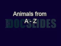 Animals from A - Z