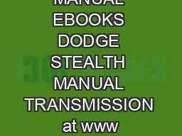 FREE ACESS MANUAL EBOOKS DODGE STEALTH MANUAL TRANSMISSION at www