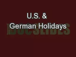 U.S. & German Holidays