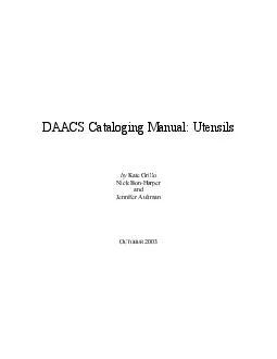 DAACS Cataloging Manual: Utensils