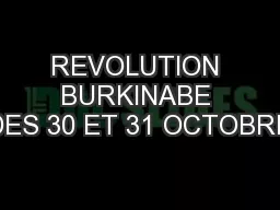 REVOLUTION BURKINABE DES 30 ET 31 OCTOBRE