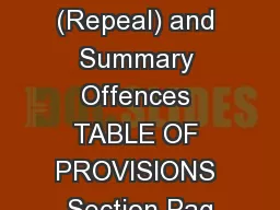 Vagrancy (Repeal) and Summary Offences TABLE OF PROVISIONS Section Pag