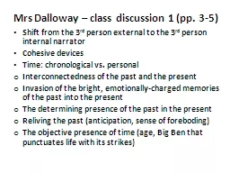 Mrs  Dalloway – class discussion 1 (pp. 3-5)
