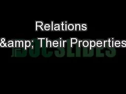 Relations & Their Properties