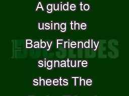 Having meaningful conversations with mothers A guide to using the Baby Friendly signature