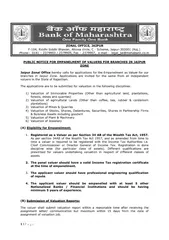 PUBLIC NOTICE FOR EMPANELMENT OF VALUERS FOR BRANCHES IN JAIPUR 
...