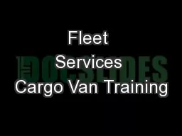 Fleet Services Cargo Van Training