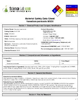 Material Safety Data SheetVanadium pentoxide MSDS