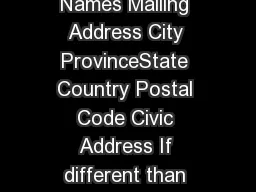 MAILING ADDRESS INFORMATION  Please Print Surname Given Names Mailing Address City ProvinceState