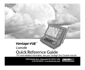 For more detailed information, see your Vantage Vue Console manual.
..