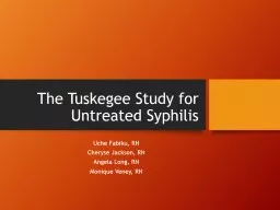 The Tuskegee Study for Untreated Syphilis