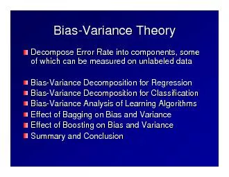BiasBias-Variance Analysis in Variance Analysis in RegressionRegressio