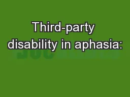 Third-party disability in aphasia: