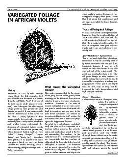 FACTSHEETAnnapolis Valley African Violet Society